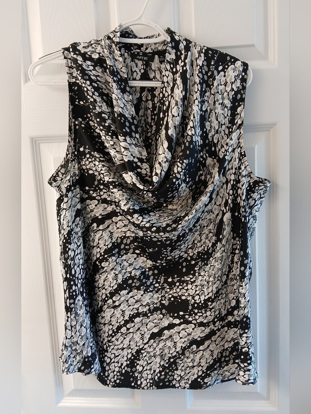 APT. 9 Women's Cowl Neck Sleeveless Blouse Black White Gray XL